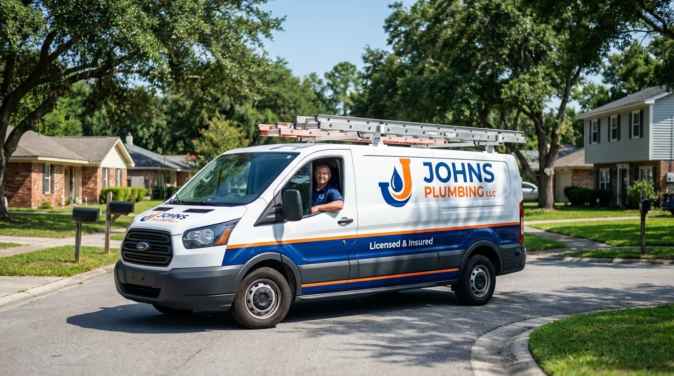 Johns Plumbing LLC service van in Charleston, MS