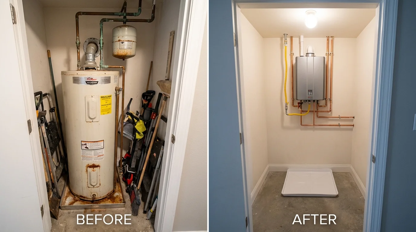 Tank water heater versus wall-mounted tankless unit comparison for Charleston, MS homeowners